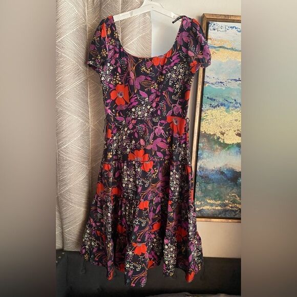 Betsey Johnson Mid Dress Size Small Multicolored Floral Print Lined Vintage - Picture 2 of 12
